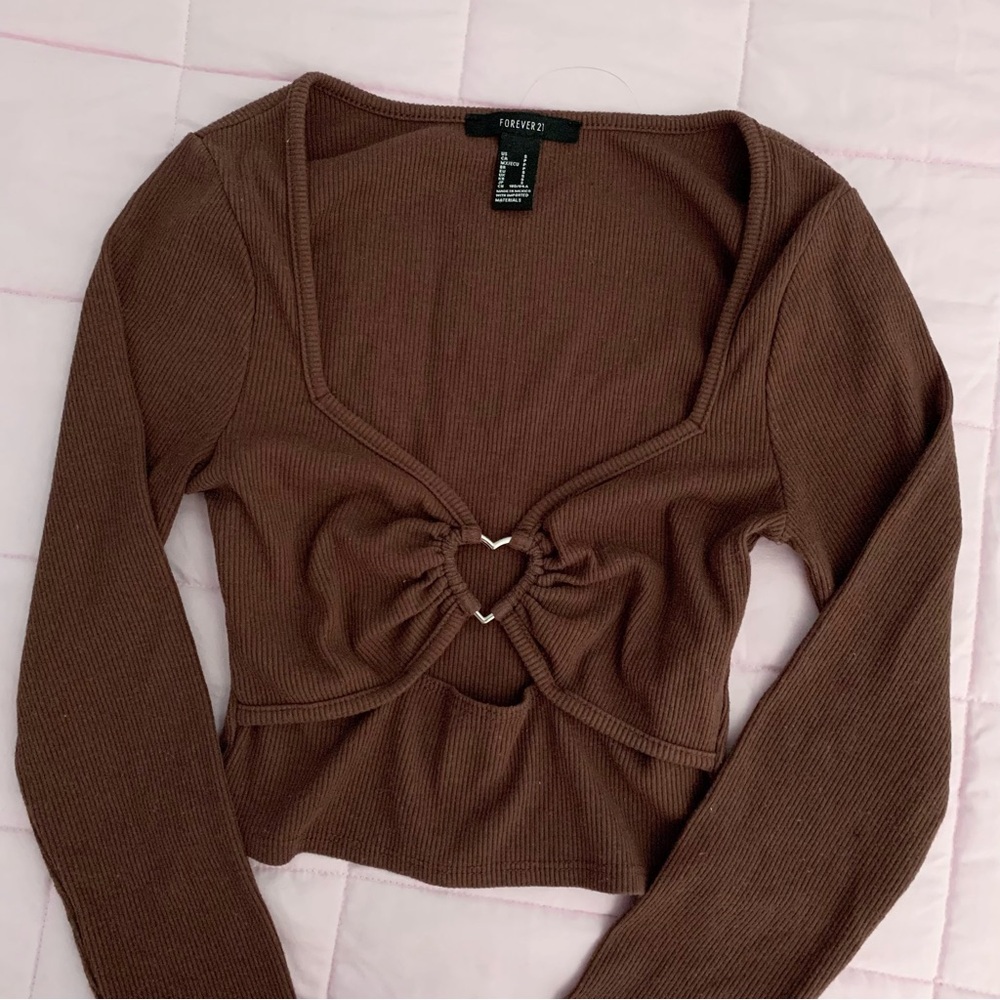 Brown heart sweetheart long sleeve